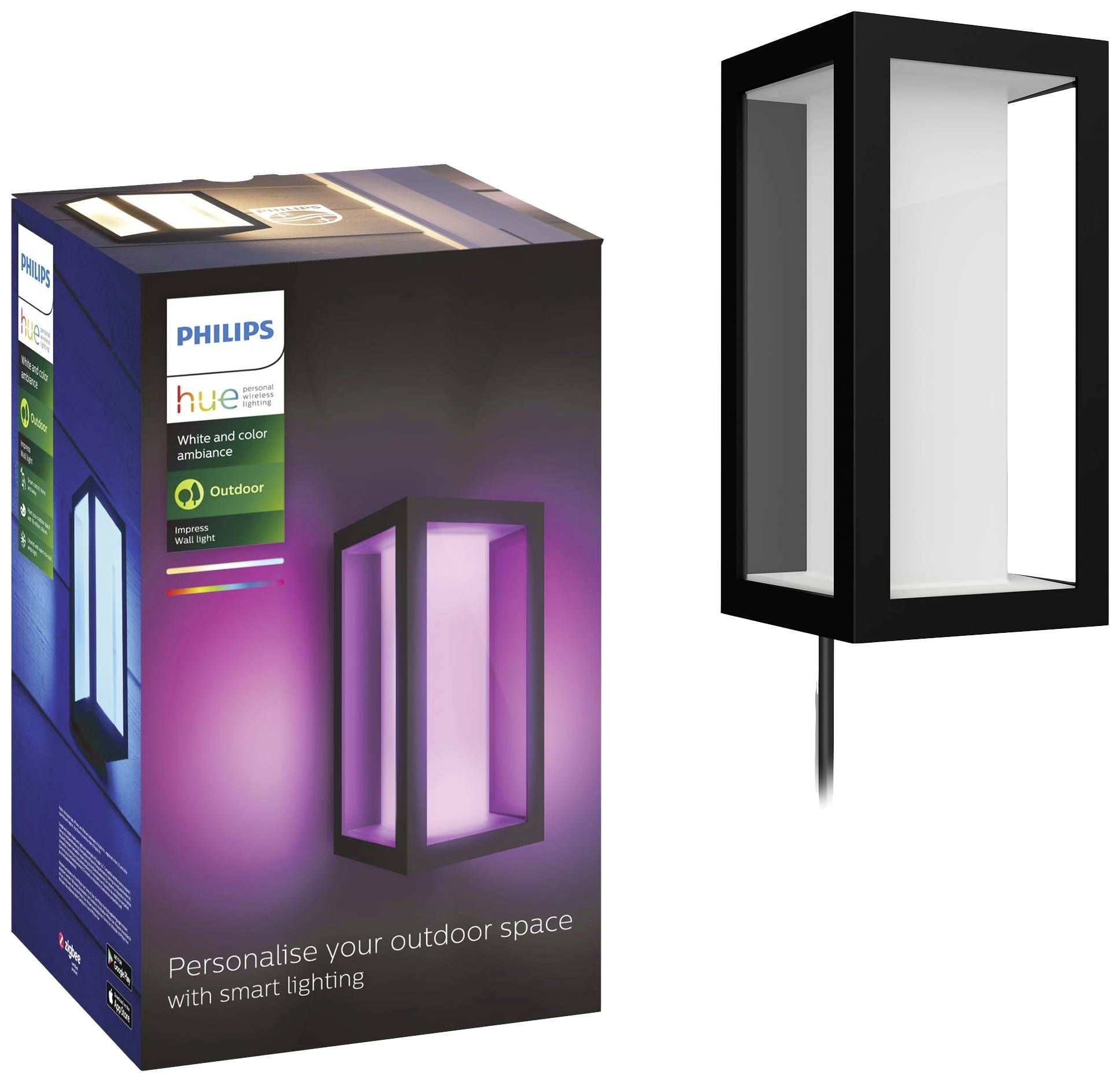Philips Hue LED-Außenwandleuchte 17429/30/P7 Impress LED fest eingebaut 16 W RGBW