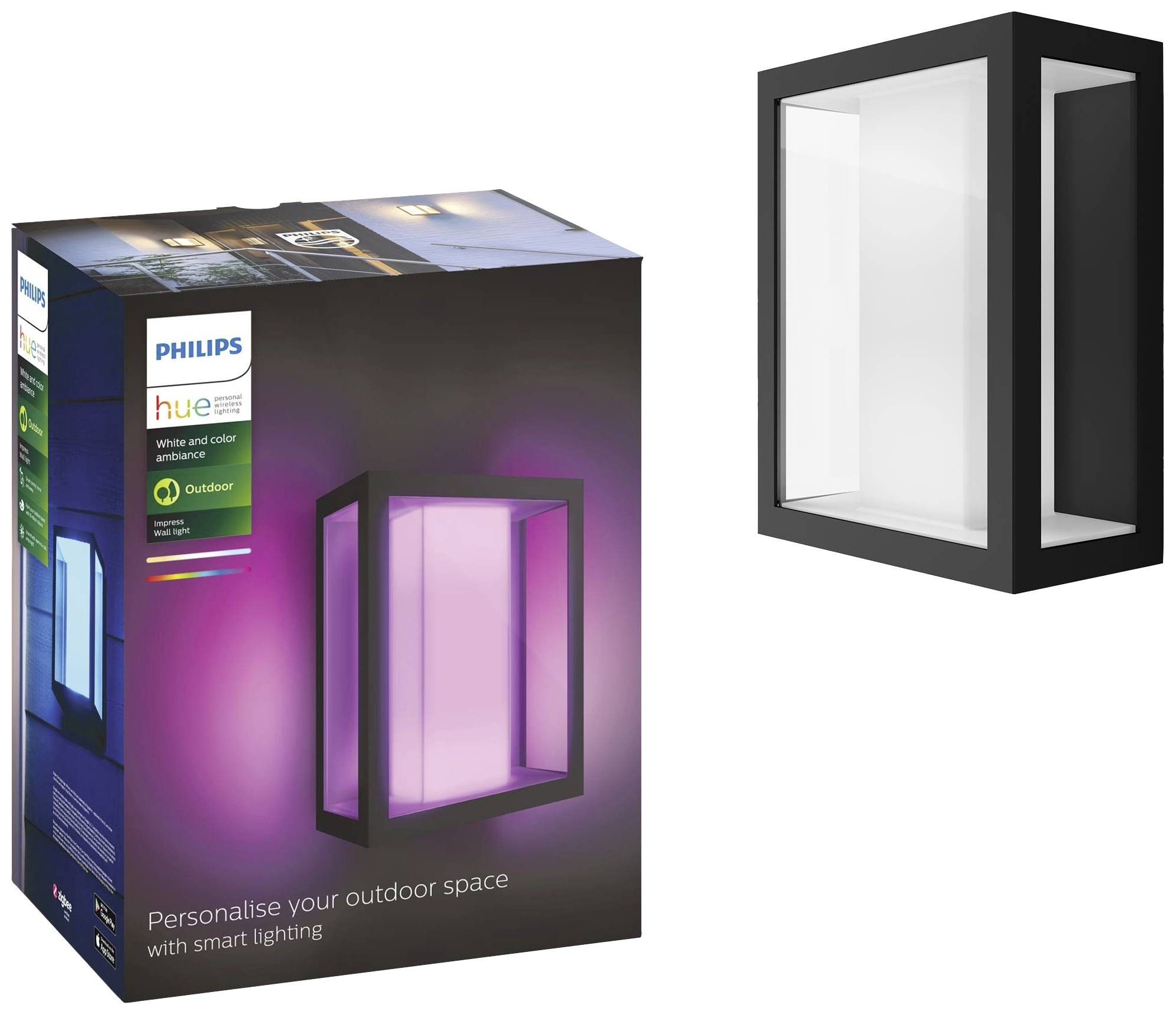 Philips Hue LED-Außenwandleuchte 17430/30/P7 Impress LED fest eingebaut 16 W RGBW