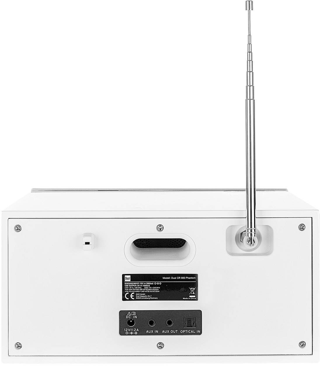 Dual CR 900 Phantom Internet CD-Radio DAB+, UKW AUX, Bluetooth®, CD, DLNA, NFC, USB, WLAN, Internetradio DLNA-fähig, Spotify Weiß