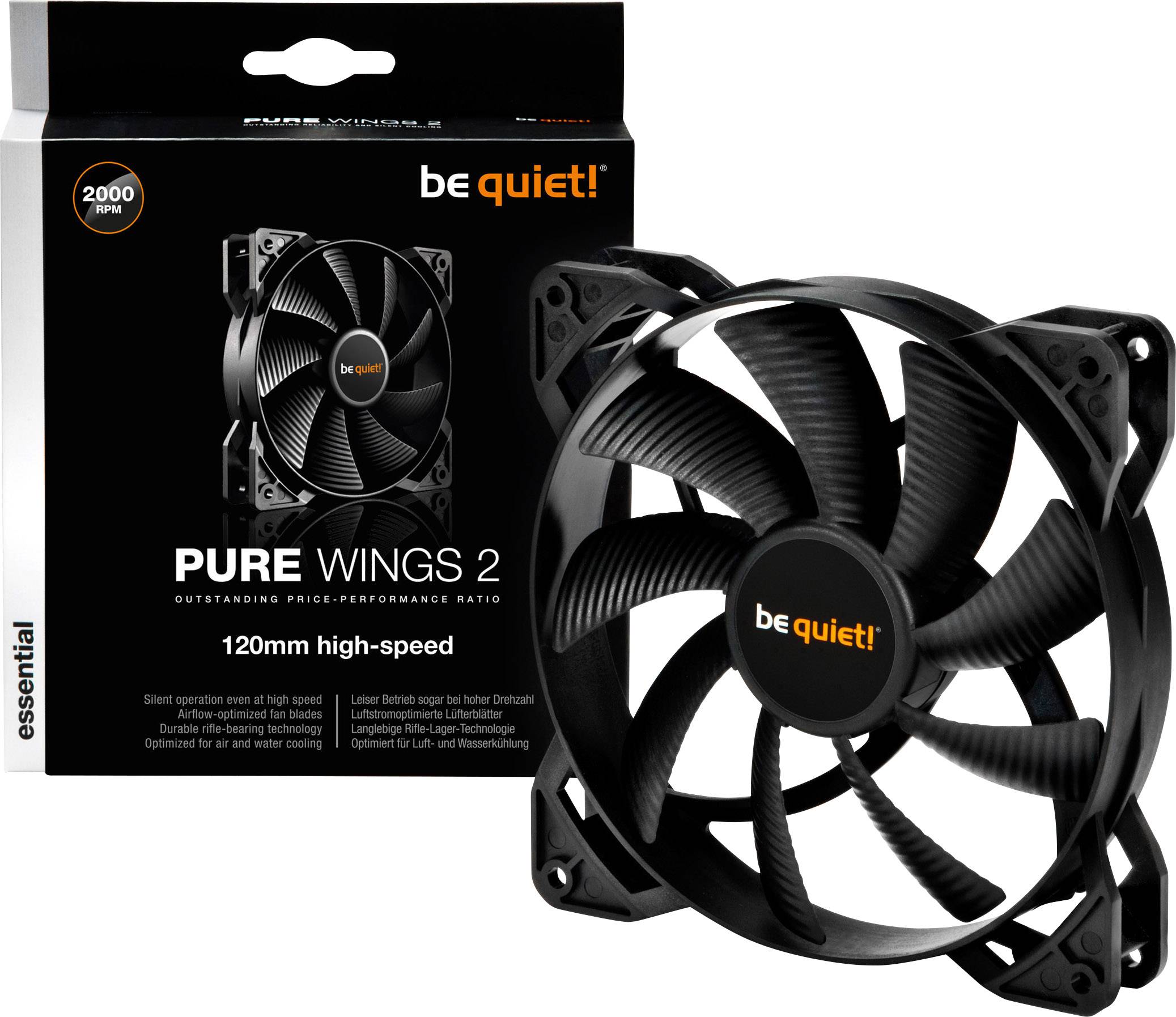BeQuiet Pure Wings 2 PC-Gehäuse-Lüfter Schwarz (B x H x T) 120 x 120 x 25 mm
