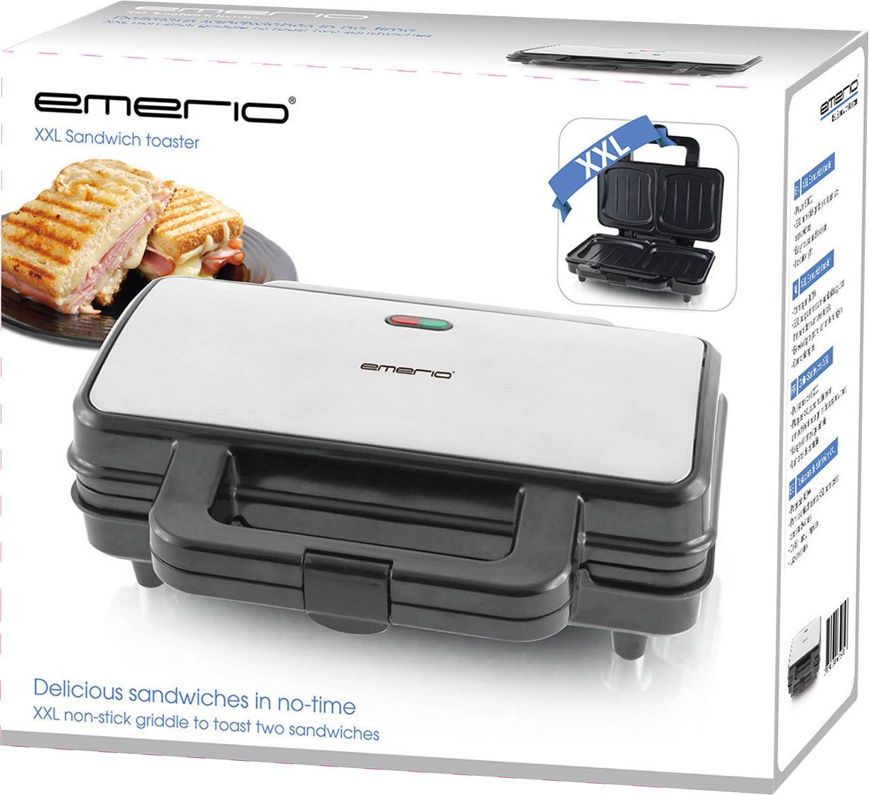 EMERIO ST-109562 Sandwich-Toaster Edelstahl, Schwarz