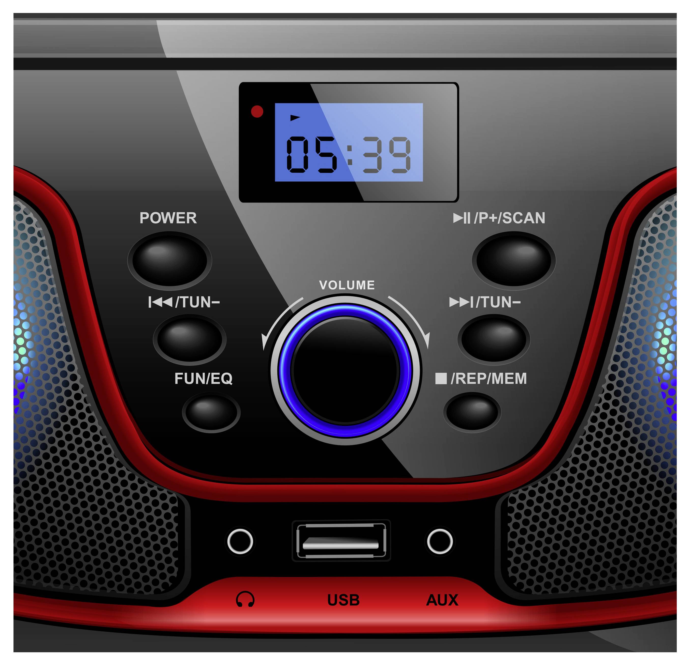 Silva Schneider MPC 19.4 USB CD-Radio UKW AUX, CD, USB Schwarz, Rot