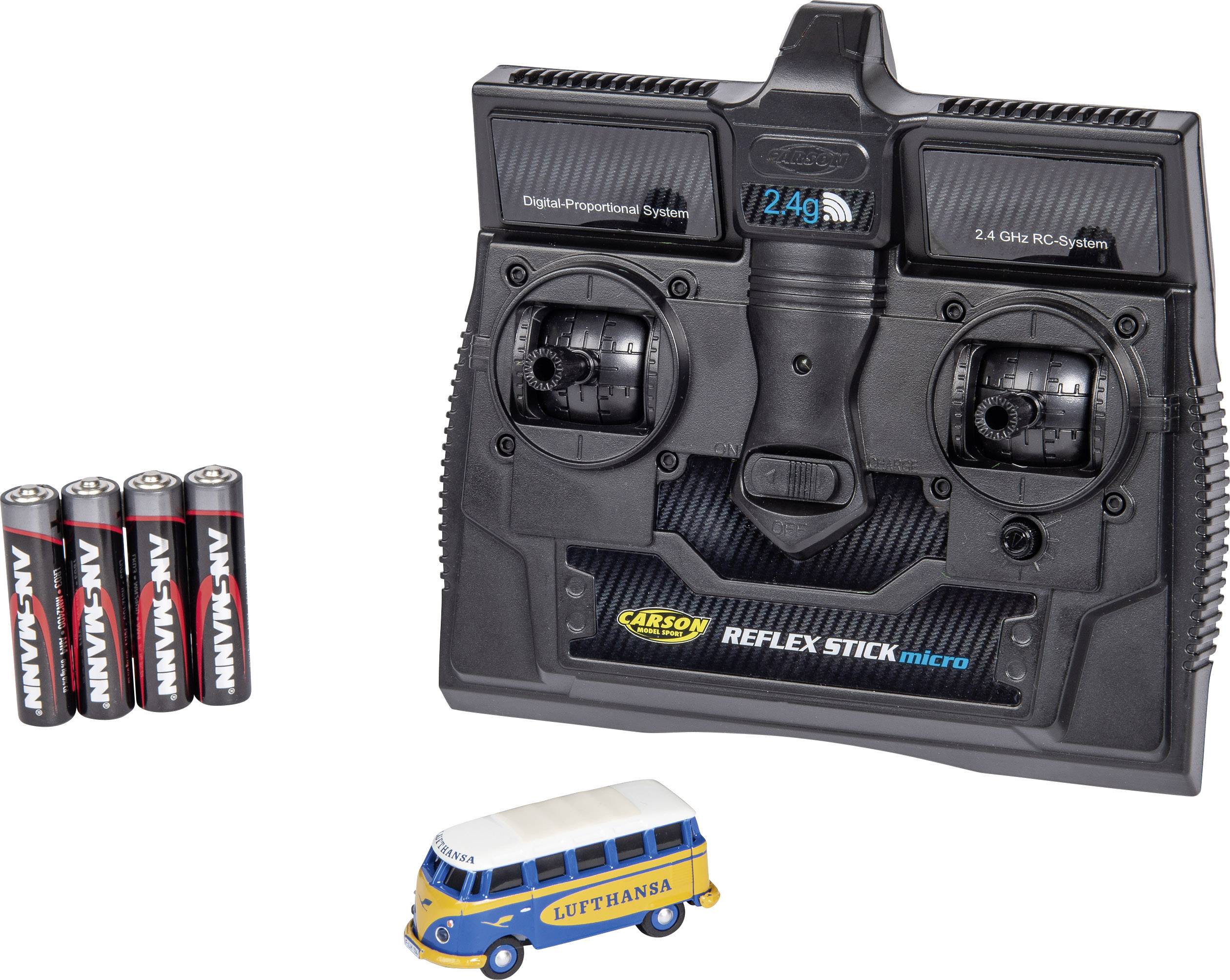 Carson Modellsport 500504134 VW Bus T1 Samba Lufthansa 1:87 RC Modellauto Elektro Straßenmodell Heckantrieb (2WD) inkl. Akku
