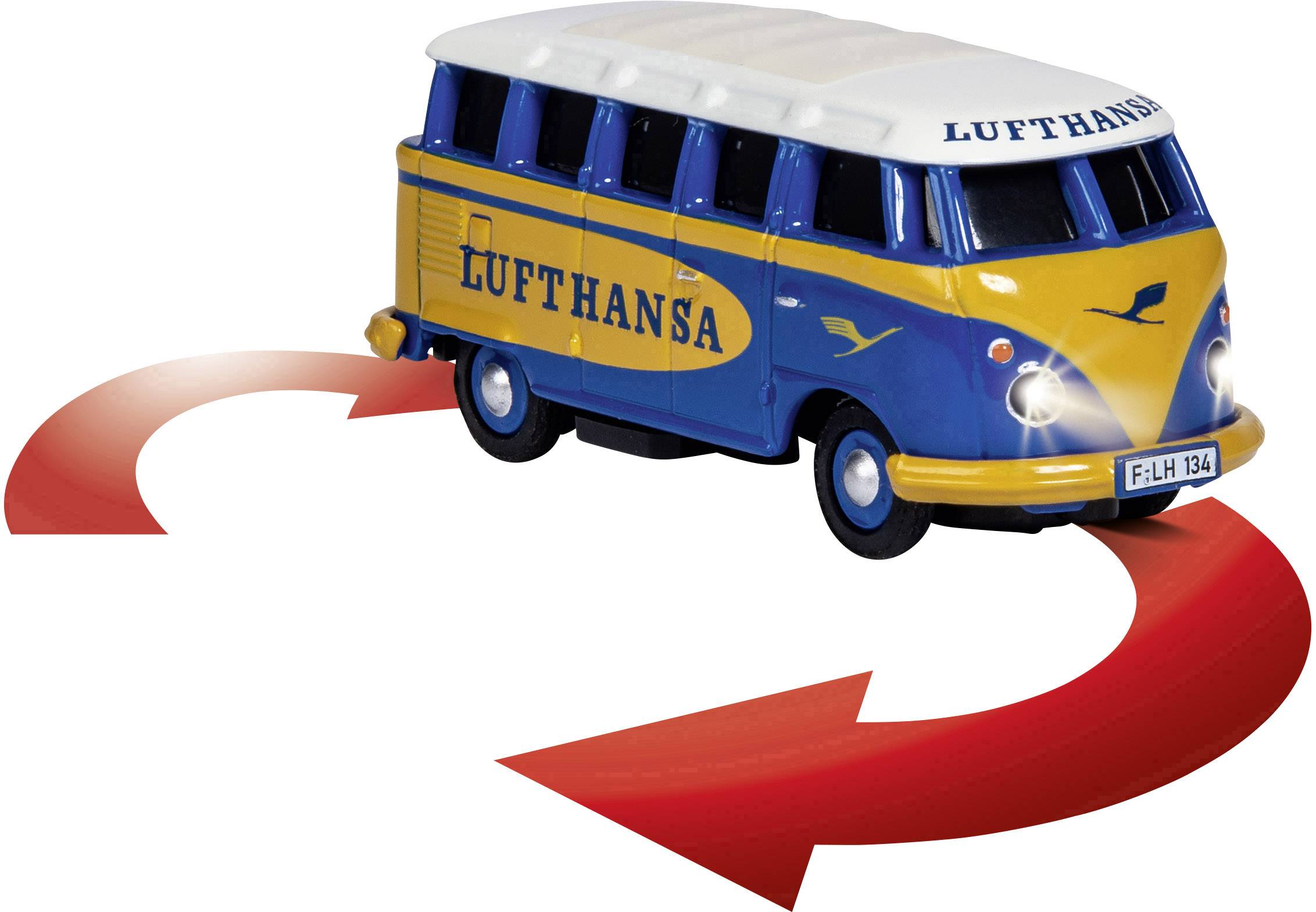 Carson Modellsport 500504134 VW Bus T1 Samba Lufthansa 1:87 RC Modellauto Elektro Straßenmodell Heckantrieb (2WD) inkl. Akku