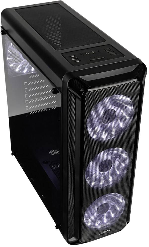 Zalman I3 Midi-Tower PC-Gehäuse Schwarz 4 Vorinstallierte LED Lüfter, Seitenfenster