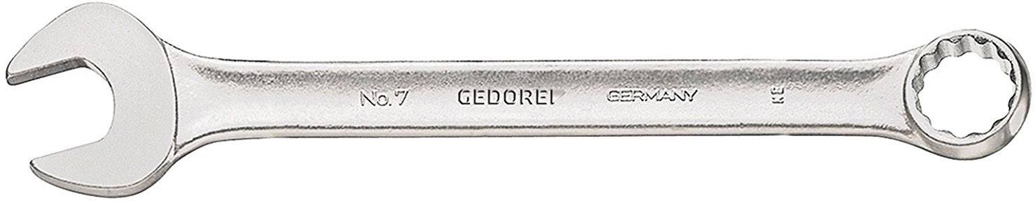 Ein silberner Gabelringschlüssel der Marke Gedore, Größe 7, liegt horizontal.