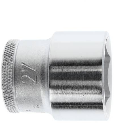 Metallschraubenschlüsselaufsatz mit geriffeltem Griff und der Nummer '27' eingraviert.