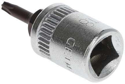 Stecknuss mit Sechskant-Öffnung und Torx-Bit-Einsatz, geeignet für manuelle Reparaturarbeiten an Fahrzeugen oder Maschinen.