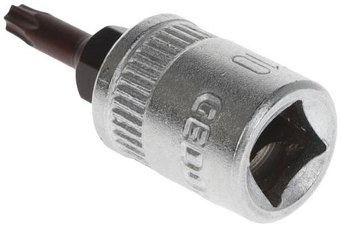Torx-Bit mit silberner Sechskantaufnahme, geprägt mit 'GED' und '10', für Schraubverbindungen in mechanischen Arbeiten.