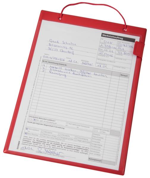 Auftragstasche m.Klettverschluss,Kordel u.Tasche DIN A4 rot VE 10 St.EICHNER
