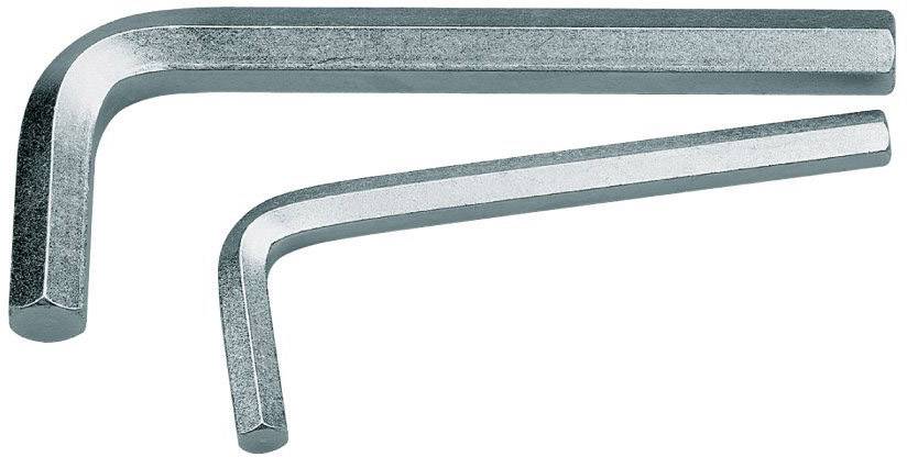 Zwei Winkelschlüssel unterschiedlicher Größe liegen auf einer Fläche. Sie sind aus Metall und haben eine sechseckige Form.