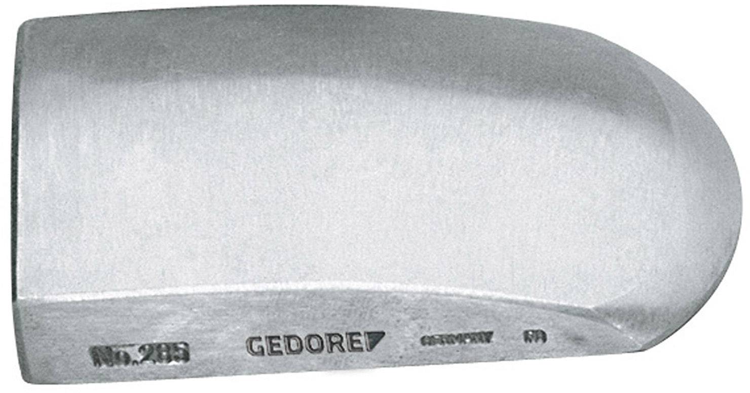Ein silberner Hammerkopf mit der Aufschrift 'GEDORE' an der Seite, glatt und gewölbt ohne sichtbaren Griff, auf neutralem Hintergrund.