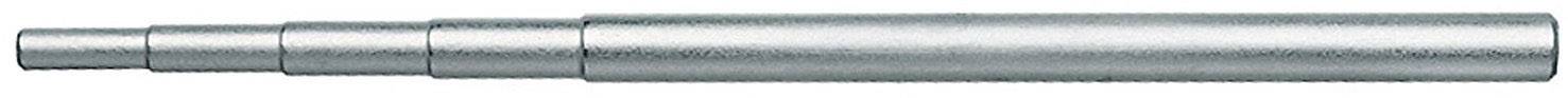 Ein mehrstufiger zylindrischer Metallstab mit abnehmenden Durchmessern zur Spitze hin. Geeignet für technische Anwendungen.