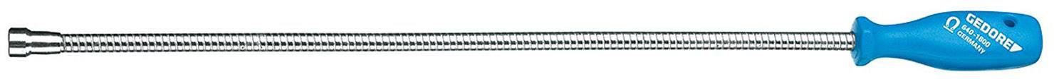Ein langes, flexibles Werkzeug mit blauem Griff und magnetischer Spitze, das zum Greifen kleiner metallischer Objekte verwendet wird.