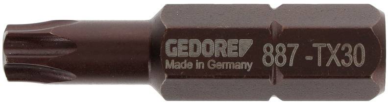 'Gedore 887-TX30'-Bit, sternförmiger Schraubaufsatz, braune Metalloberfläche, Aufschrift 'Made in Germany'.
