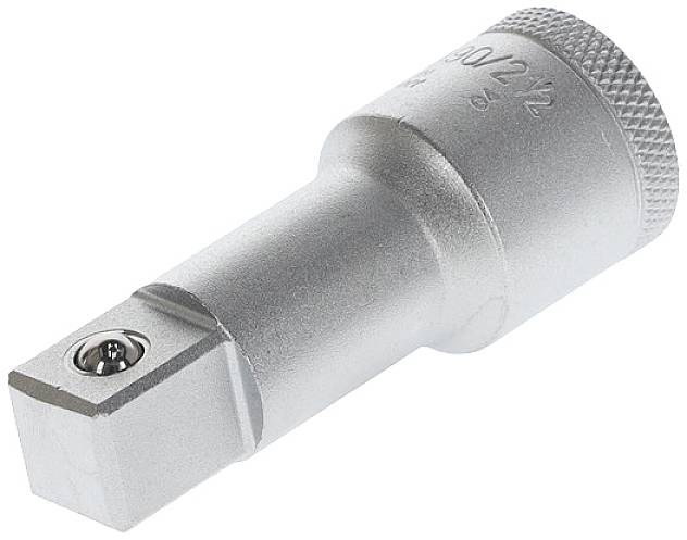 Verlängerungsstück aus Metall mit einem quadratischen Anschluss für Steckschlüssel, gerändeltem Griff für besseren Halt.