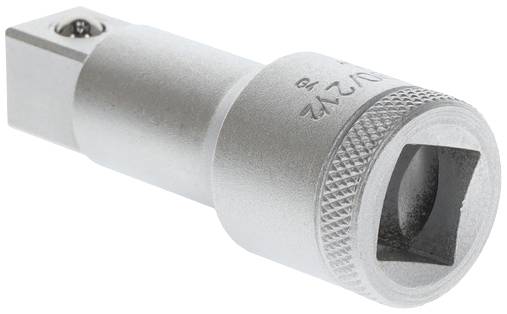 Metallverlängerung mit quadratischer Aufnahme und gerändeltem Griff. Wird zur Verlängerung von Stecknüssen verwendet.