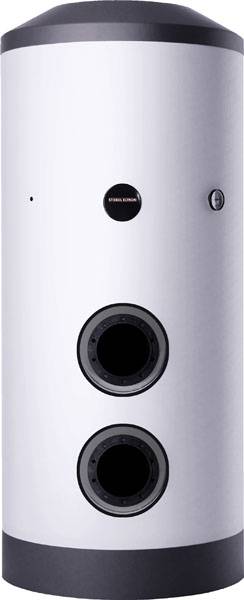 Ein zylindrischer Warmwasserspeicher mit zwei sichtbaren Anschlüssen. Hauptsächlich für die Speicherung und Versorgung mit Warmwasser verwendet.