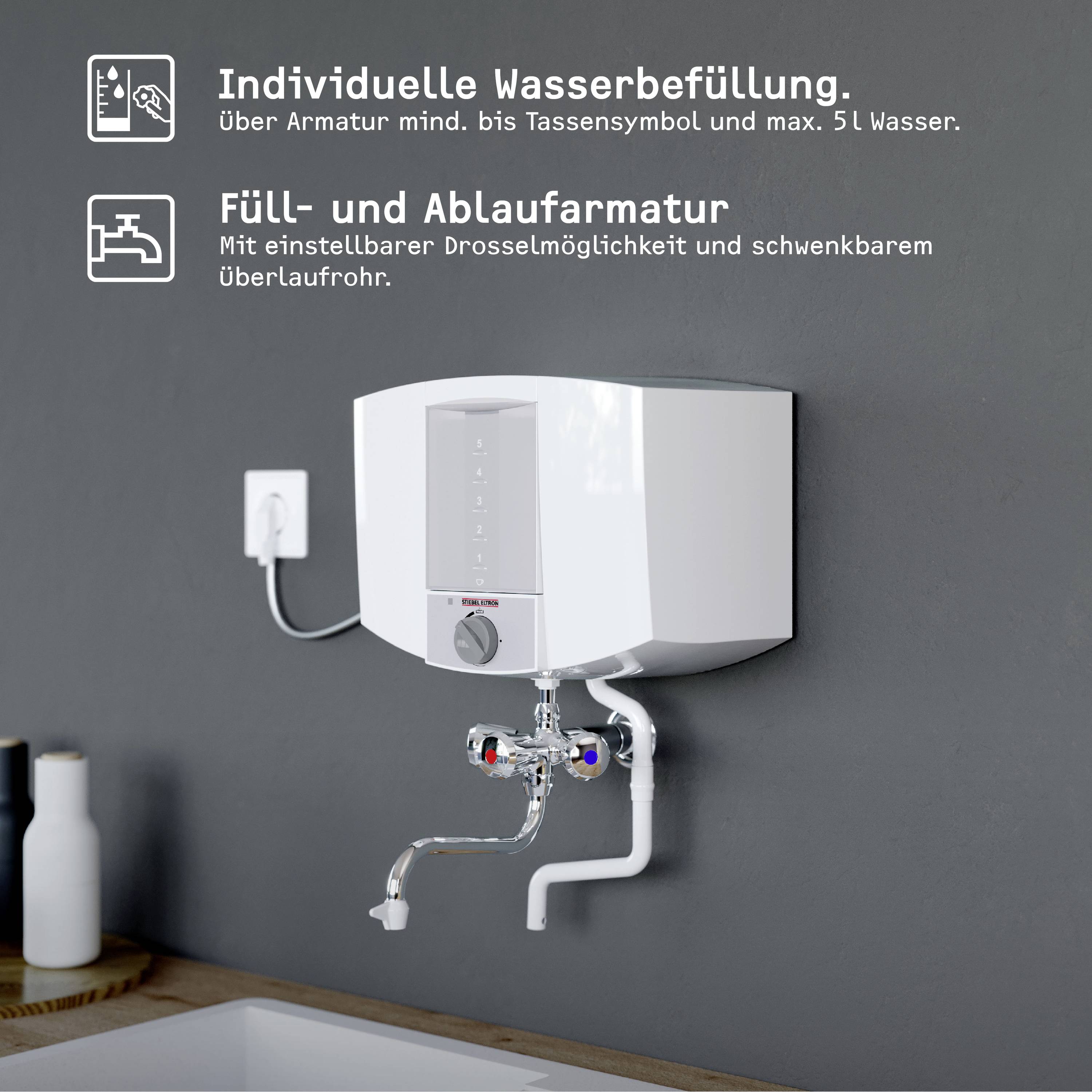 Stiebel Eltron Kochendwassergerät KBA 5 KA Abschaltautomatik, Kochpunkterfassung, Stufenloser Thermostat, Zweigriffarmatur 074289