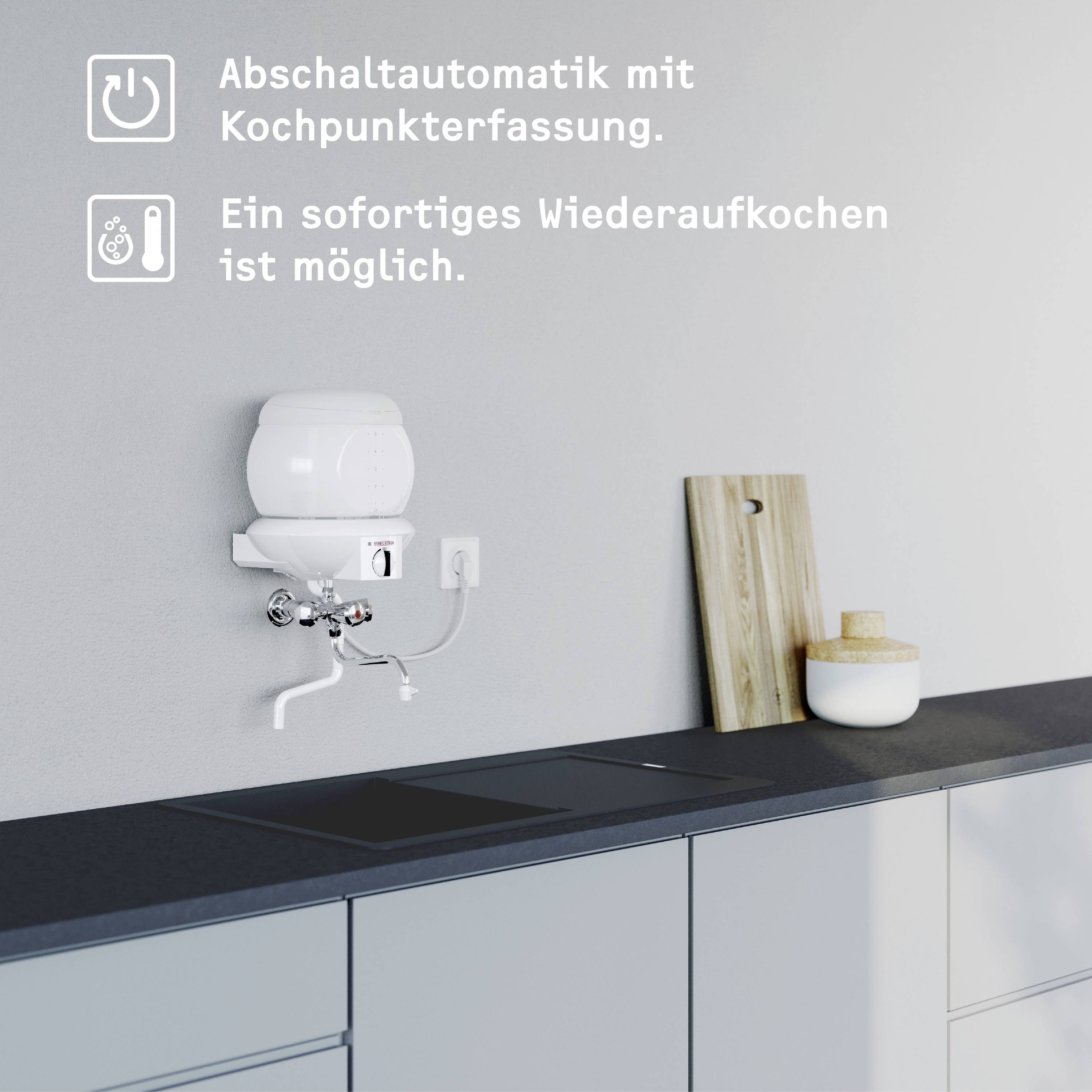 Stiebel Eltron Kochendwassergerät EBK 5 GA Abschaltautomatik, Kochpunkterfassung, Stufenloser Thermostat, Zweigriffarmatur 074287