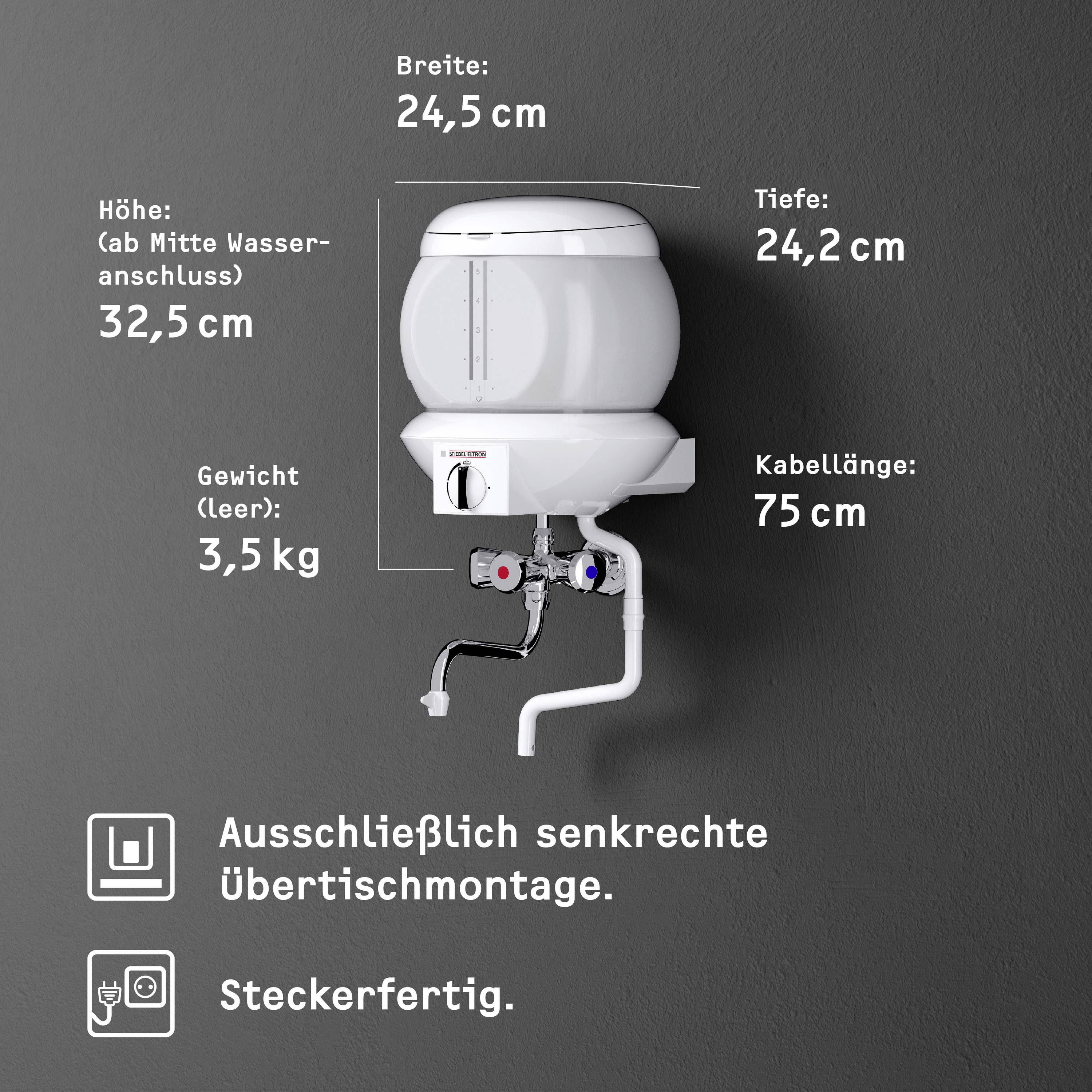 Stiebel Eltron Kochendwassergerät EBK 5 GA Abschaltautomatik, Kochpunkterfassung, Stufenloser Thermostat, Zweigriffarmatur 074287