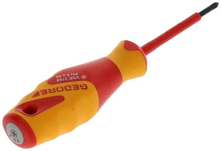 Gedore VDE 2160 PH 0 1612107 Kreuzschlitz-Schraubendreher PH 0 Klingenlänge: 60mm DIN ISO 8764