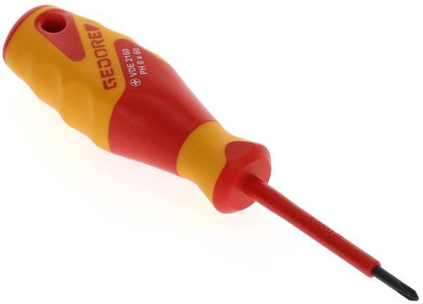 Gedore VDE 2160 PH 0 1612107 Kreuzschlitz-Schraubendreher PH 0 Klingenlänge: 60mm DIN ISO 8764