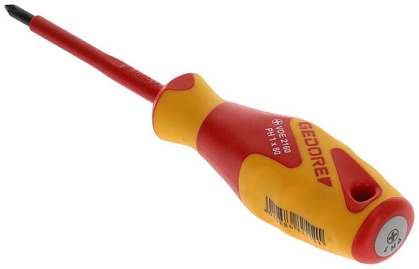 Gedore VDE 2160 PH 1 1612115 Kreuzschlitz-Schraubendreher PH 1 Klingenlänge: 80mm DIN ISO 8764