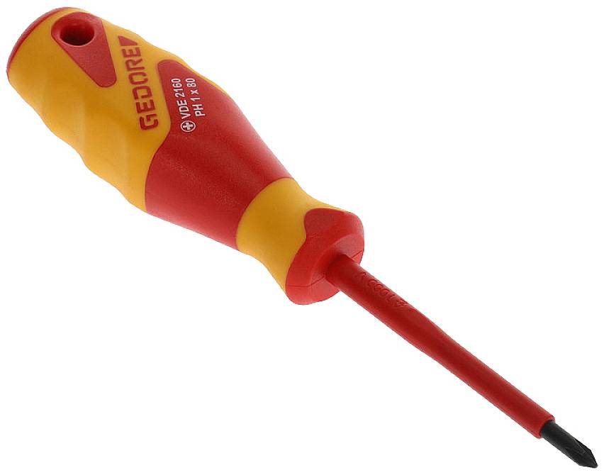 Gedore VDE 2160 PH 1 1612115 Kreuzschlitz-Schraubendreher PH 1 Klingenlänge: 80mm DIN ISO 8764