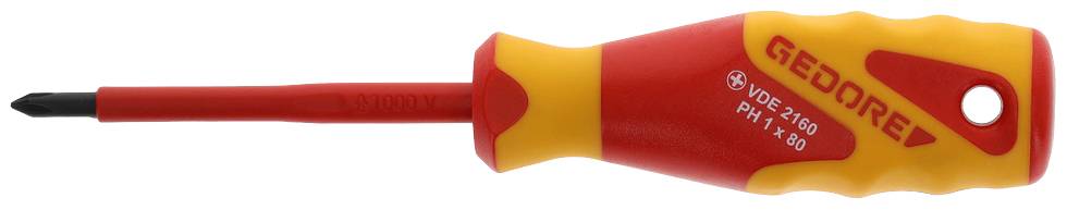 Gedore VDE 2160 PH 1 1612115 Kreuzschlitz-Schraubendreher PH 1 Klingenlänge: 80mm DIN ISO 8764