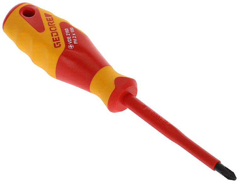 Gedore VDE 2160 PH 2 1612123 Kreuzschlitz-Schraubendreher PH 2 Klingenlänge: 100mm DIN ISO 8764