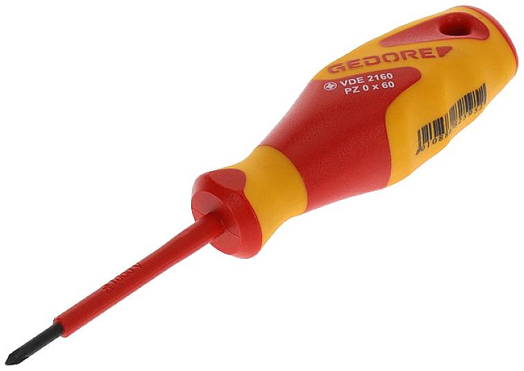 Gedore VDE 2160 PZ 0 1612166 Kreuzschlitz-Schraubendreher PZ 0 Klingenlänge: 60 mm DIN ISO 8764