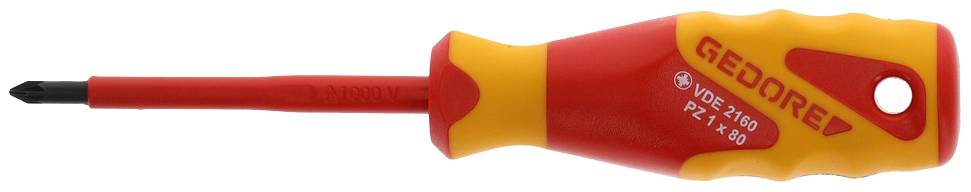Gedore VDE 2160 PZ 1 1612182 Kreuzschlitz-Schraubendreher PZ 1 Klingenlänge: 80mm DIN ISO 8764