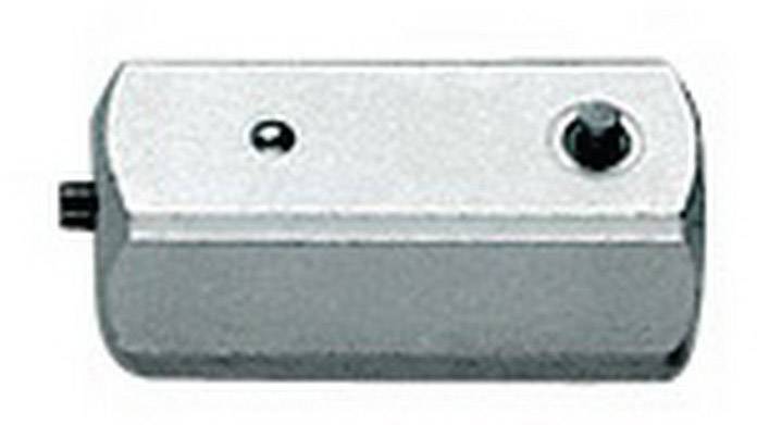 Ein rechteckiges, silberfarbenes Metallteil mit zwei kleineren runden Elementen auf der Oberfläche. Funktion unbekannt.