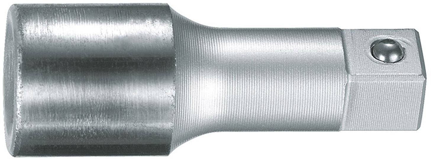 Metallener Adapter mit zylindrischem Schaft und quadratischem Ende.
