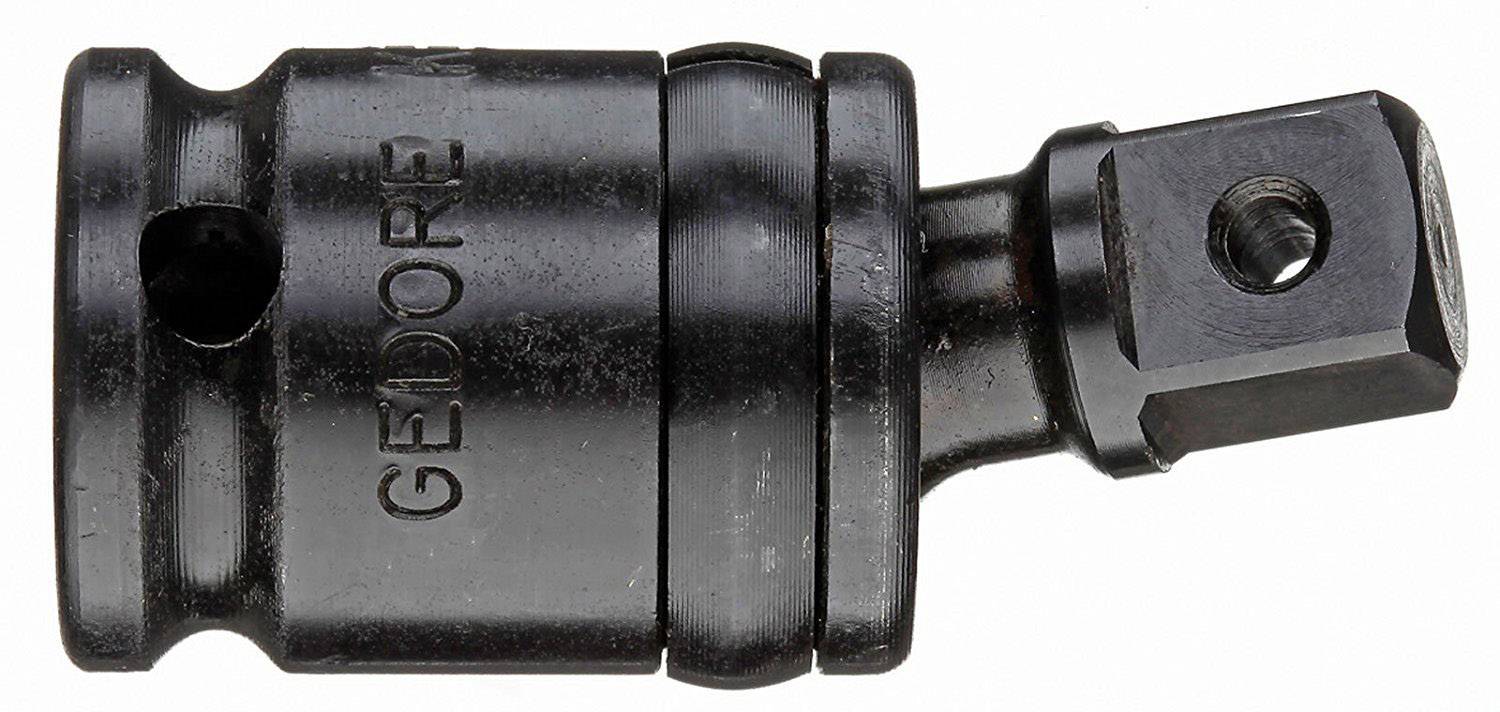 'Metall-Verbindungsstück mit Drehgelenk zur Verbindung von Werkzeugen, schwarz gefärbt, mit Aufschrift 'GEDORE'.'