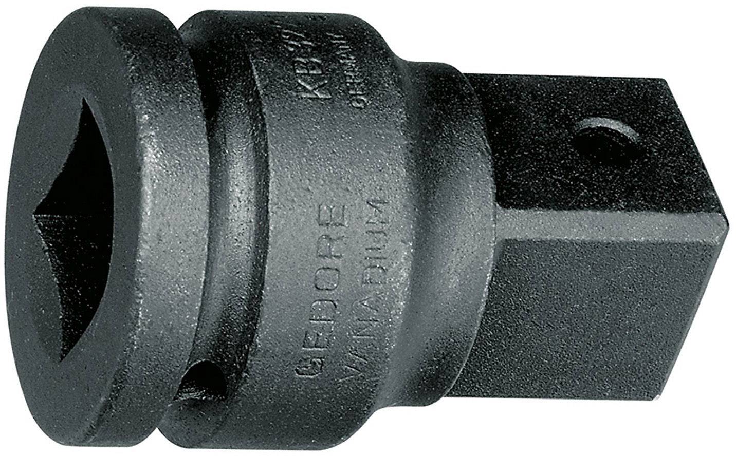 Ein quadratischer Metalladapter mit einer runden Öffnung. Er wird für Kraftwerkzeuge verwendet. Die Oberfläche ist schwarz und robust.