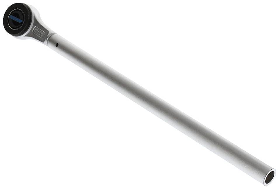 Ein silberner Verlängerungsstab mit einem drehbaren Gelenk am Ende, vermutlich für mechanische oder technische Anwendungen.