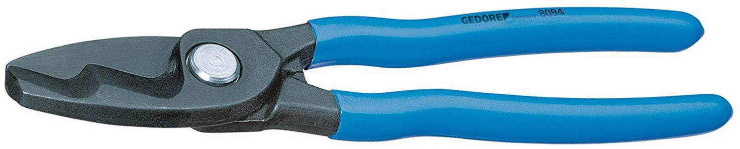 Eine blaue Kabelschneiderzange mit geschwungenen Griffen und robusten Schneidebacken, geeignet zum Trennen von Kabeln.