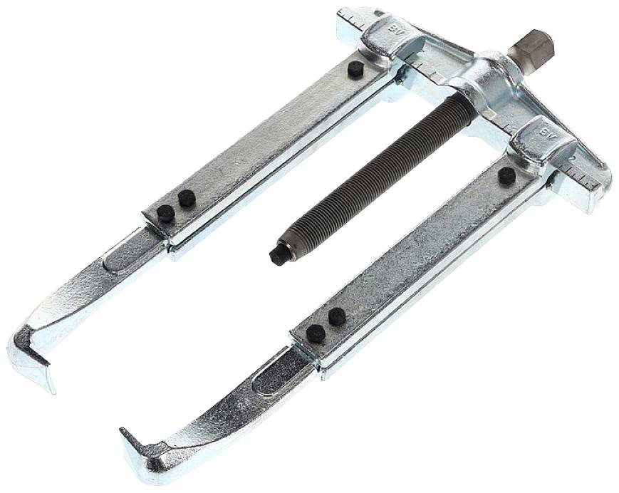 Ein Metallabzieher mit zwei Armen, geeignet zum Entfernen von Lagern oder Zahnrädern in Maschinenbauanwendungen.