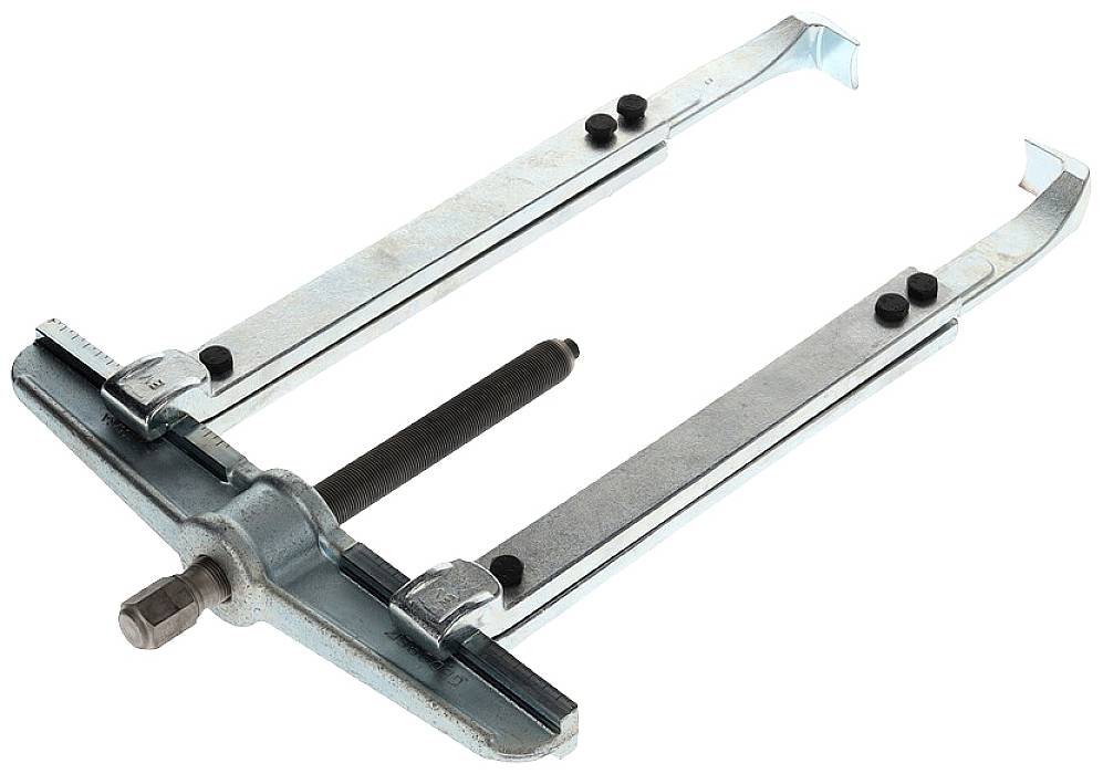 Ein Abzieherwerkzeug aus Metall mit einem zentralen Schraubmechanismus, der zum Entfernen von Lagern oder Zahnrädern verwendet wird.