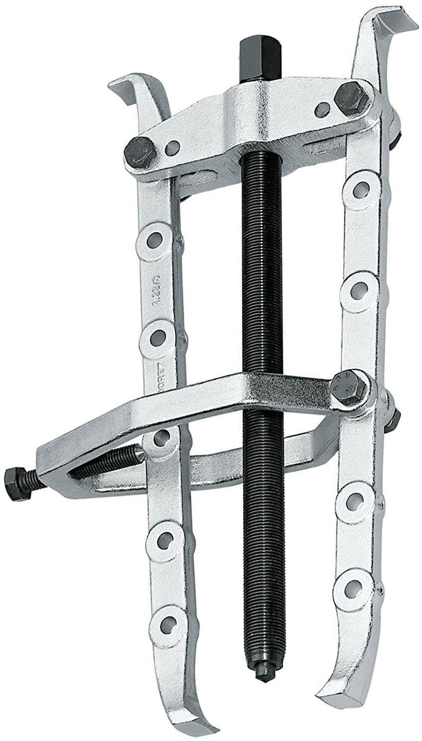Metallischer Abzieher mit drei Armen zum Entfernen von Zahnrädern oder Lagern von Wellen, mit zentraler Spindel.
