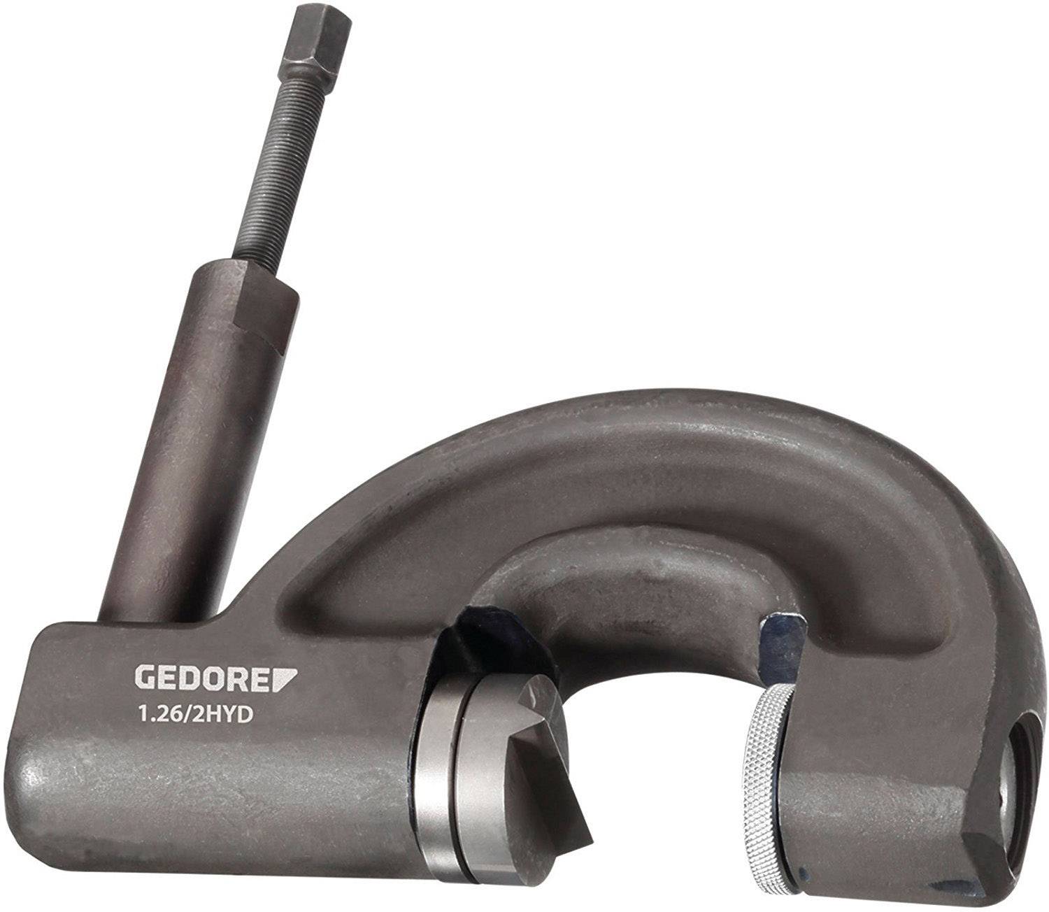Hydraulischer Abzieher von Gedore, Modell 1.26/2HYD, mit silbernem Gehäuse und Schraubmechanismus, verwendet zum Entfernen fest sitzender Teile.