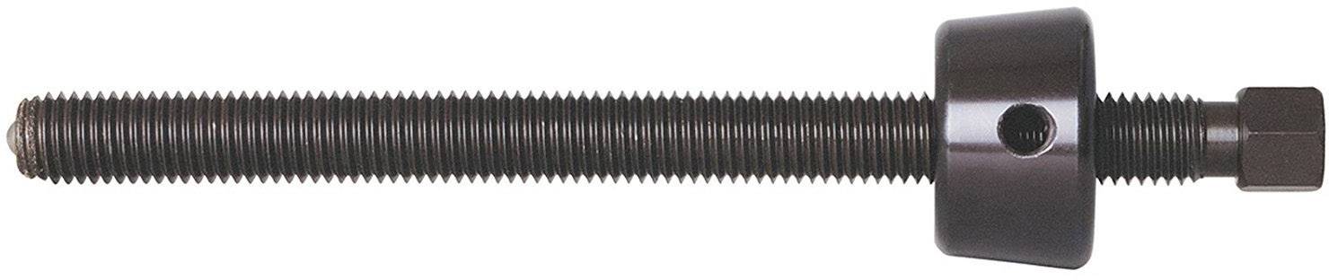 Schraubenschlüssel, bestehend aus einem langen Gewindebolzen mit einer Sechskantkappe und einem angeschraubten Kegelrad in der Mitte.