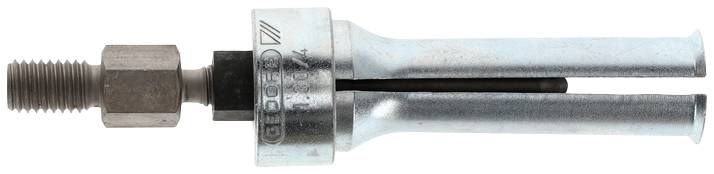 Metallischer Schneideinsatz mit zwei parallelen Schaftstangen und Gewindeanschluss, offensichtlich ein Werkzeugteil.