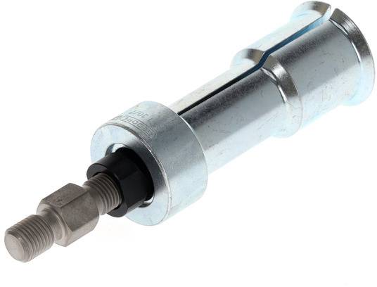 Metallzylinder mit Befestigungsschraube, Teil einer technischen Vorrichtung oder Maschine.