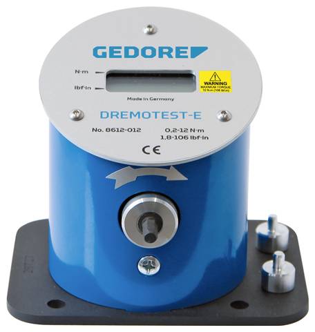 Gedore Dremotest-E Drehmomentprüfgerät mit digitalem Anzeitefenster, beschriftet für 0,2-12 N·m und 1,8-106 lbf·in.