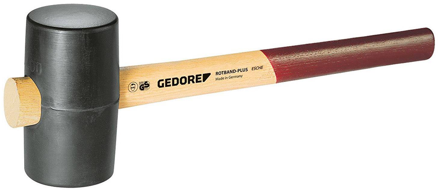 Gummihammer mit schwarzem Kopf und Holzgriff, markiert mit 'GEDORE', ideal für präzise Arbeiten ohne Beschädigung der Oberfläche.