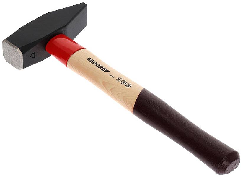 Schlosserhammer Rotband-Plus 1500g Stiel-L.380mm Hickory m.Stahlschutzhülse