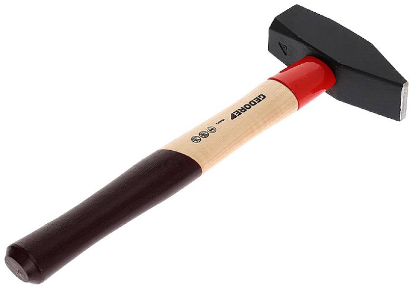 Schlosserhammer Rotband-Plus 1500g Stiel-L.380mm Hickory m.Stahlschutzhülse